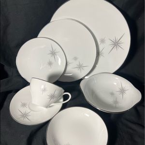 Noritake Preston 6509 Japan Atomic Burst 7-Piece China Place Setting Dinnerware